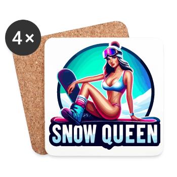 Schneekönigin Wintersport Illustration - Untersetzer (4er-Set) - Weiß - Vorne