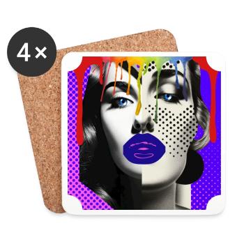 Colorful Pop Art Photo Collage - Coasters (set of 4) - white - Front