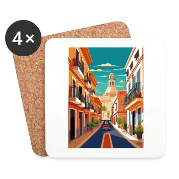 Jerez De La Frontera Espagne Affiche de voyage Vintage - Dessous de verre (lot de 4) - blanc - Devant