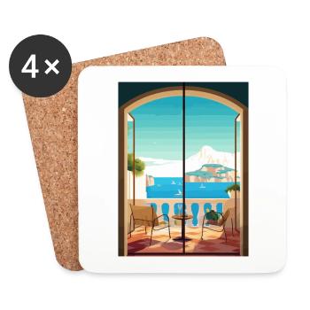 Capri Italie Décoration Vintage Voyage Affiche WPA - Dessous de verre (lot de 4) - blanc - Devant