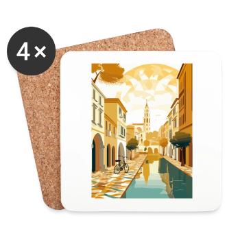 Seville Spain Deco Vintage Travel Poster Souvenir - Coasters (set of 4) - white - Front