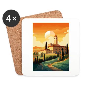 Toskana Italien Dekoration Vintage Reiseposter WPA - Untersetzer (4er-Set) - Weiß - Vorne