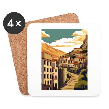 Cuenca Espagne Vintage voyage affiche WPA Souvenir - Dessous de verre (lot de 4) - blanc - Devant