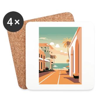 Lanzarote Spanien Vintage Reiseposter WPA Souvenir - Untersetzer (4er-Set) - Weiß - Vorne