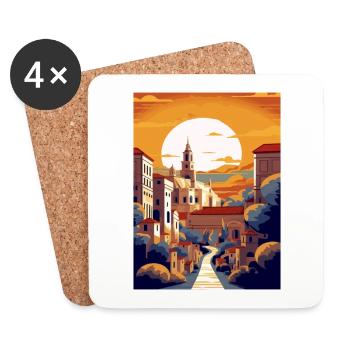 Tolède Espagne Vintage voyage affiche WPA Souvenir - Dessous de verre (lot de 4) - blanc - Devant
