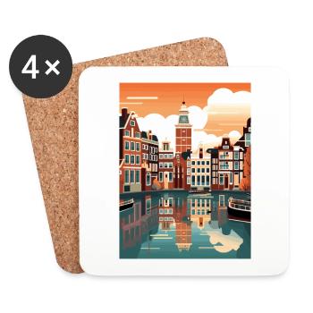 Amsterdam Pays-Bas Vintage voyage affiche WPA - Dessous de verre (lot de 4) - blanc - Devant