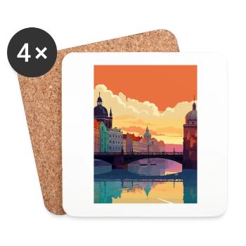 Prague Czech Republic Vintage Travel Poster WPA - Coasters (set of 4) - white - Front