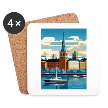 Stockholm Suède suédois Vintage voyage affiche WPA - Dessous de verre (lot de 4) - blanc - Devant