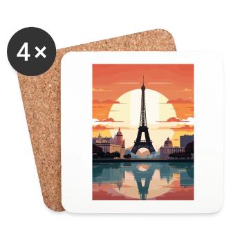 Paris Frankreich Vintage Reiseposter WPA Souvenir - Untersetzer (4er-Set) - Weiß - Vorne