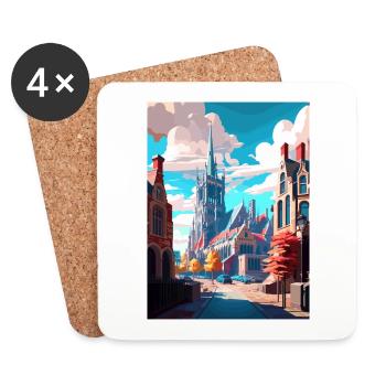 Ghent Belgium Vintage Travel Poster WPA Souvenir - Coasters (set of 4) - white - Front
