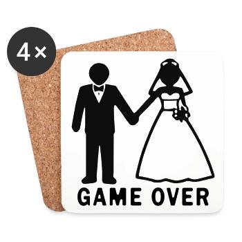 Bride and groom game over - Coasters (set of 4) - white - Front