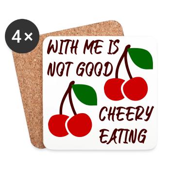With me is not good cherry eating - Untersetzer (4er-Set) - Weiß - Vorne