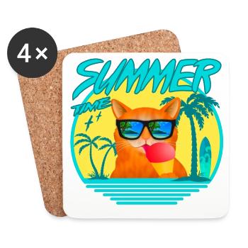 SUMMERCAT AVEC GLACE - Dessous de verre (lot de 4) - blanc - Devant