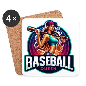 Baseball Queen Female Athlete Design - Coasters (set of 4) - white - Front