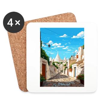Alberobello Italie Vintage voyage affiche Souvenir - Dessous de verre (lot de 4) - blanc - Devant