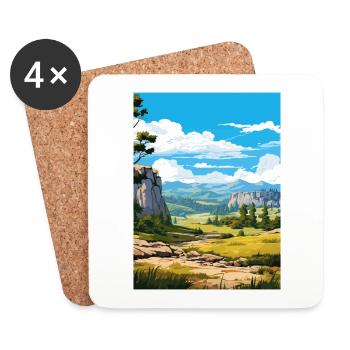 Sierra de Guadarrama Nationalpark Picos Souvenir - Untersetzer (4er-Set) - Weiß - Vorne