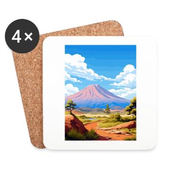 Teide Nationalpark Spanien Vintage Reiseposter - Untersetzer (4er-Set) - Weiß - Vorne