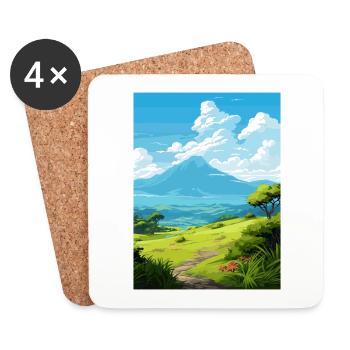 La Réunion Nationalpark Frankreich Reiseplakat - Untersetzer (4er-Set) - Weiß - Vorne