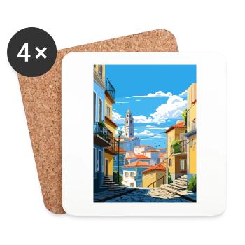 Vila Nova De Gaia Portugal Affiche de voyage Vintage - Dessous de verre (lot de 4) - blanc - Devant