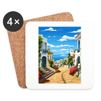 Albufeira Portugal Cascais Vintage Reiseposter - Untersetzer (4er-Set) - Weiß - Vorne