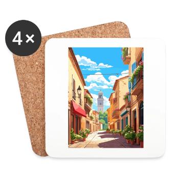 Perpignan Frankreich Vintage Reiseplakat Souvenir - Untersetzer (4er-Set) - Weiß - Vorne
