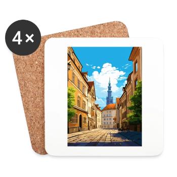 Munich Decoration Germany Vintage Travel Poster - Coasters (set of 4) - white - Front