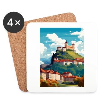 Ljubljana Slovénie Vintage voyage affiche Souvenir - Dessous de verre (lot de 4) - blanc - Devant