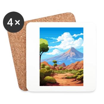 Teide National Park Spain Vintage Travel Poster - Coasters (set of 4) - white - Front