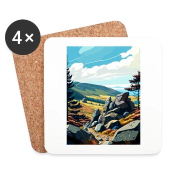 Karkonosze Poland Vintage Travel Poster Souvenir - Coasters (set of 4) - white - Front