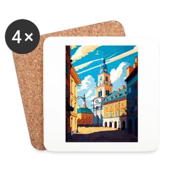 Lublin Pologne Affiche de voyage vintage WPA Souvenir - Dessous de verre (lot de 4) - blanc - Devant
