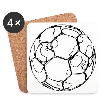 Fußball Skizze - Untersetzer (4er-Set) - Weiß - Vorne