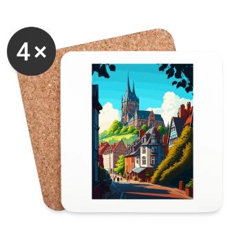Marburg Deutschland Vintage Reiseposter WPA Souvenir - Untersetzer (4er-Set) - Weiß - Vorne