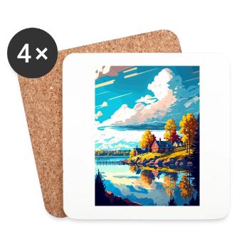 Umea Sweden Vintage Travel Poster WPA Souvenir - Coasters (set of 4) - white - Front
