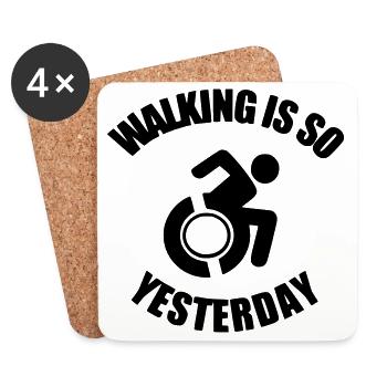 Walking is something from the past. I have a wheelchair ! - Coasters (set of 4) - white - Front