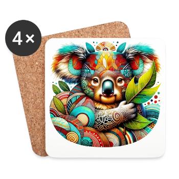 Kunstvoller Koala - Untersetzer (4er-Set) - Weiß - Vorne