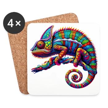 Caméléon - Dessous de verre (lot de 4) - blanc - Devant