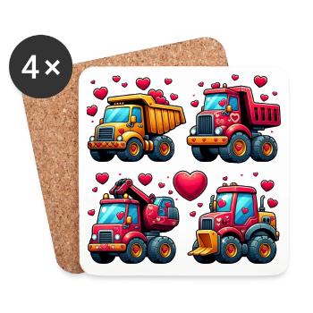 Tiny Builders' Affection - T-shirt de construction - Dessous de verre (lot de 4) - blanc - Devant