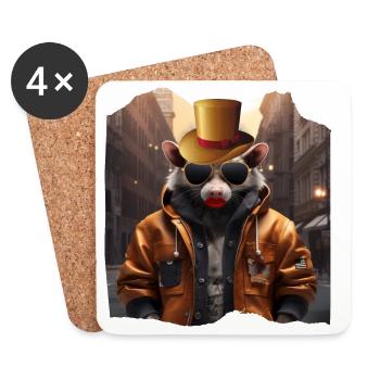 Opossum de la ville - Dessous de verre (lot de 4) - blanc - Devant