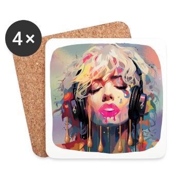 Pop Art & Musique - Dessous de verre (lot de 4) - blanc - Devant