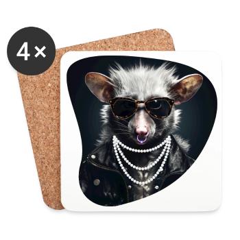 Hartgestein-Opossum - Untersetzer (4er-Set) - Weiß - Vorne