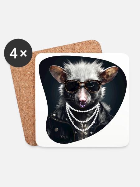 Hard Rock Possum - Coasters (set of 4) - white