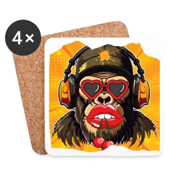 Monkey & Cherry - Coasters (set of 4) - white - Front