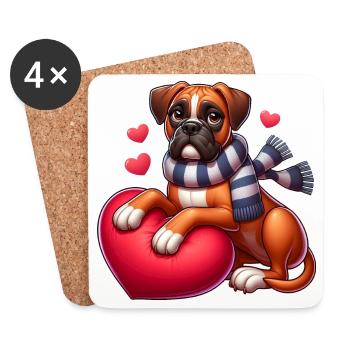 Boxerhund Liebe - Untersetzer (4er-Set) - Weiß - Vorne