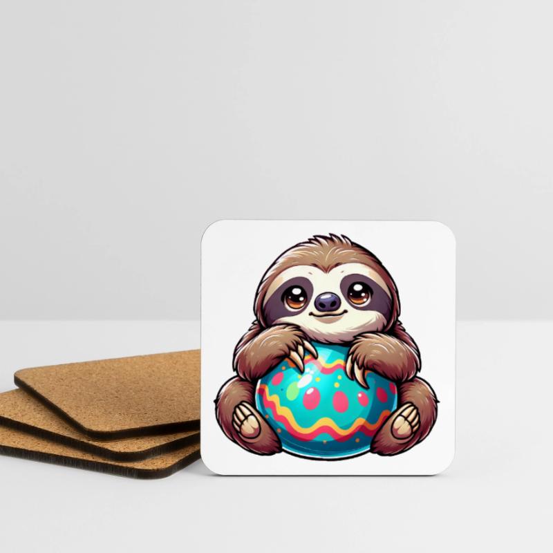 Easter Sloth: Hug and Easter Egg Coasters (set of 4)