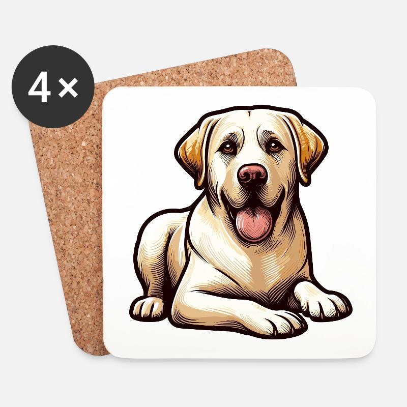 Glückliche Labrador-Welpen-Illustration - Untersetzer (4er-Set) - Weiß