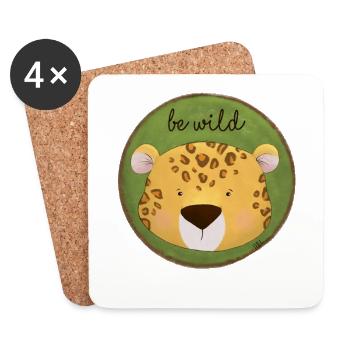 Be Wild – Leopard Design 🐆🌿 - Untersetzer (4er-Set) - Weiß - Vorne