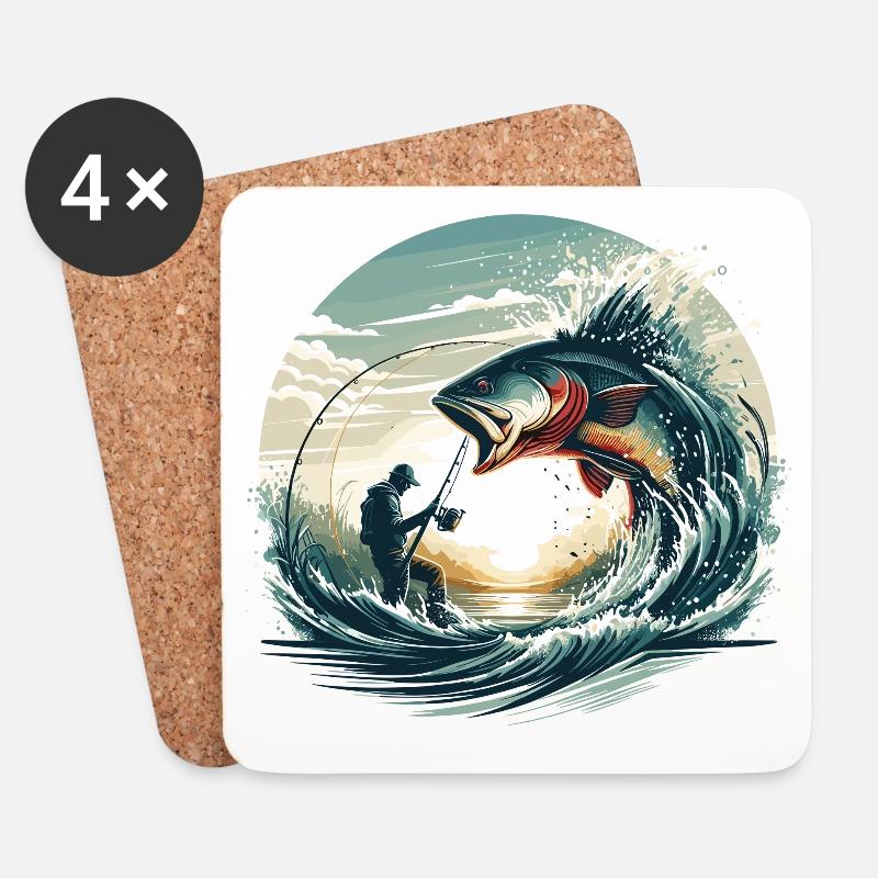 Angeln Angler Dynamik Geschenk - Untersetzer (4er-Set) - Weiß