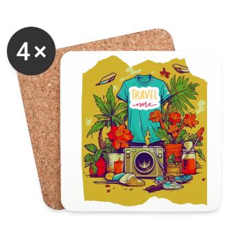 Voyagez plus - Dessous de verre (lot de 4) - blanc - Devant