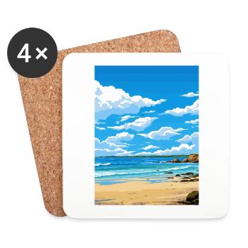 Porthgwidden Beach Cornwall Affiche de voyage Vintage - Dessous de verre (lot de 4) - blanc - Devant