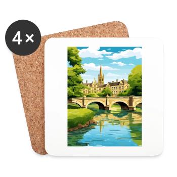 Bourton auf dem Wasser England Vintage Reiseposter - Untersetzer (4er-Set) - Weiß - Vorne